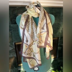 Gorgeous METROCITY Silk Chain Link Scarf w/ Crystal Accents Vintage 20”x64” EUC